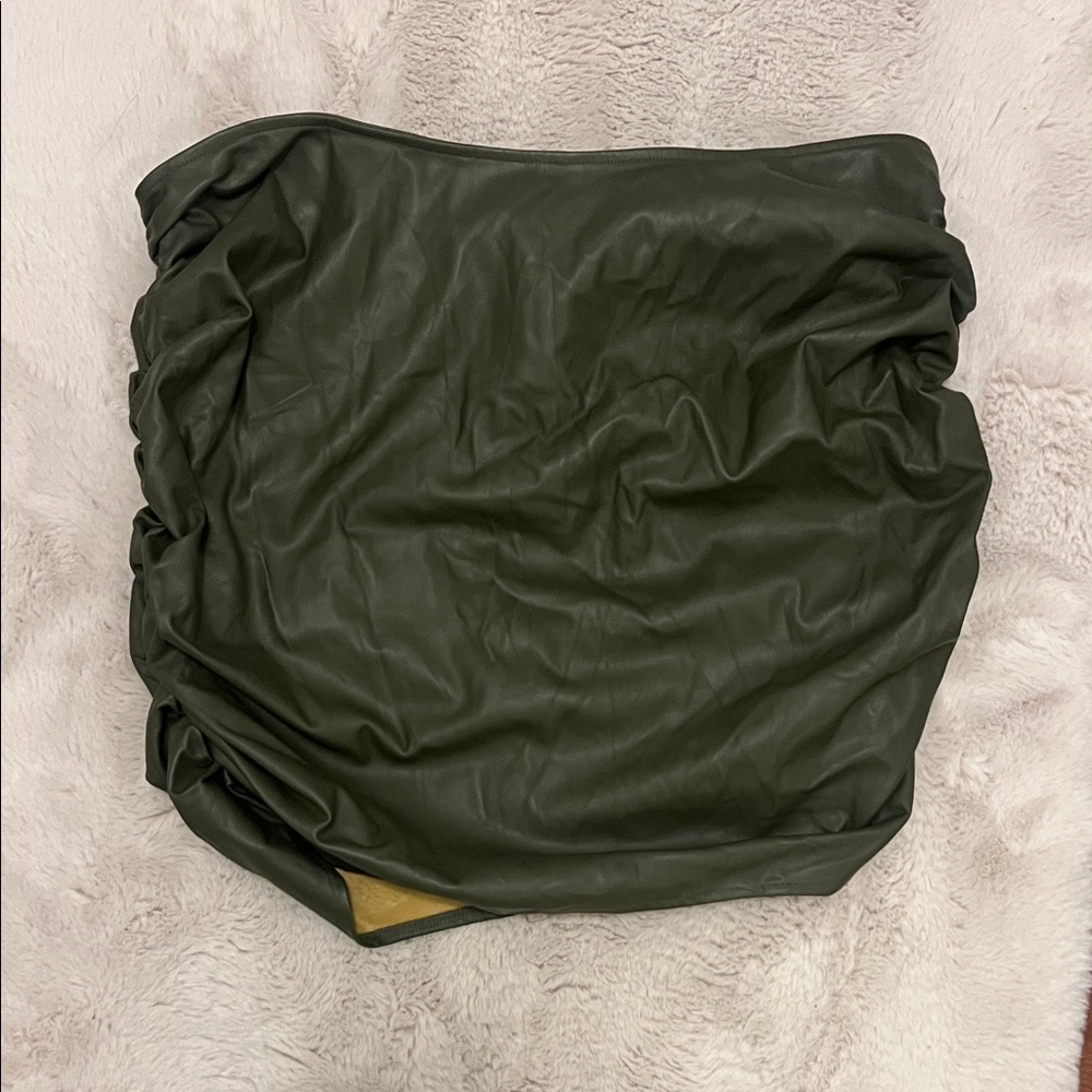 Olive Green Faux Leather Skirt